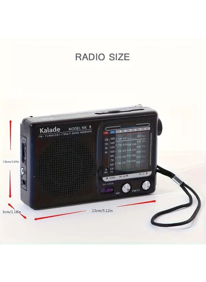 KK 9 راديو محمول AM FM SW مع مكبر صوت عالي وجاك سماعات الرأس، يعمل ببطاريتين AA، للاستخدام الداخلي والخارجي وفي حالات الطوارئ - Image 2